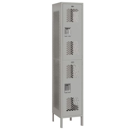 Salsbury Industries Wardrobe Locker, 15" W, 18" D, 78" H, (1) Wide, (2) Openings, Gray 82168GY-U